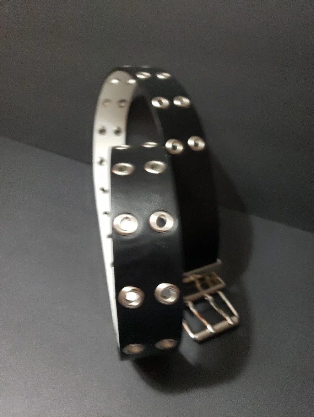 NEW! LEATHER/STUDDED *Reversible* White/Black  Double Wrap Unisex Belt (41